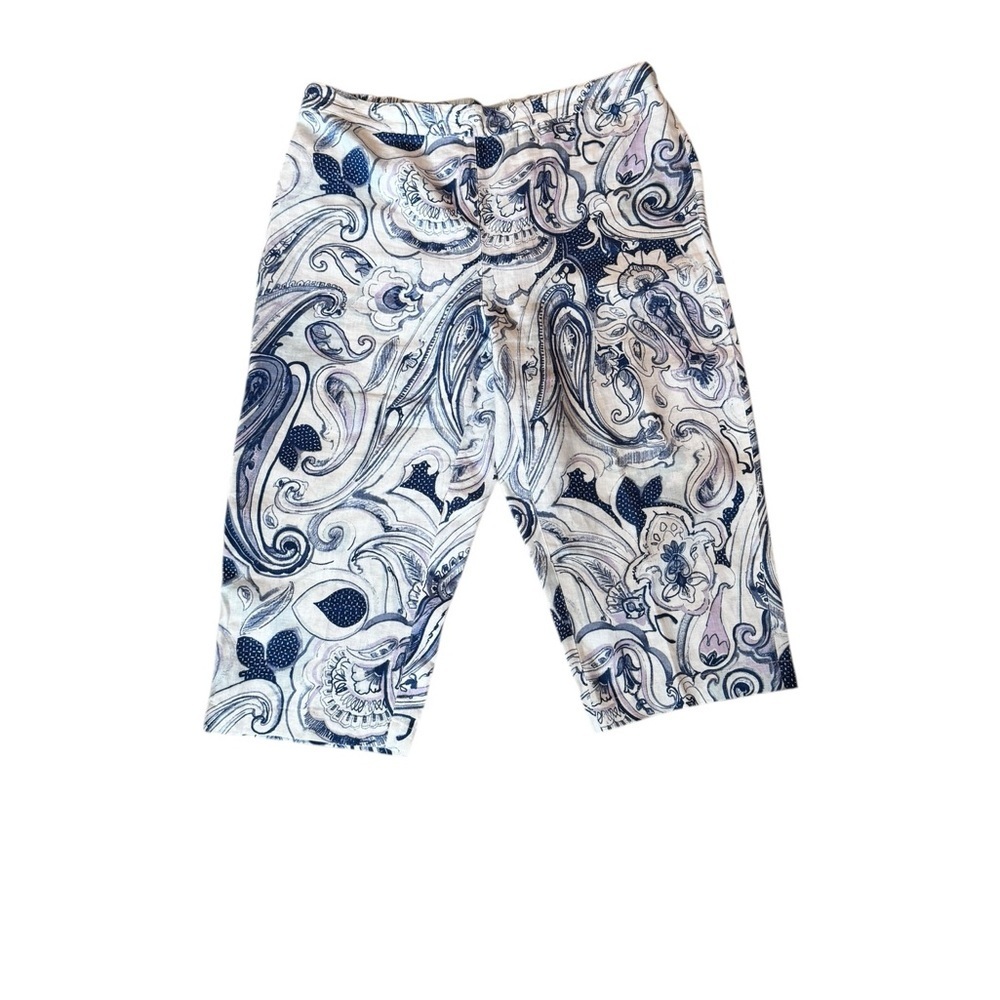 Chico’s Linen Paisley Capri Pants | Coastal Grandmother | Quiet Luxury A46